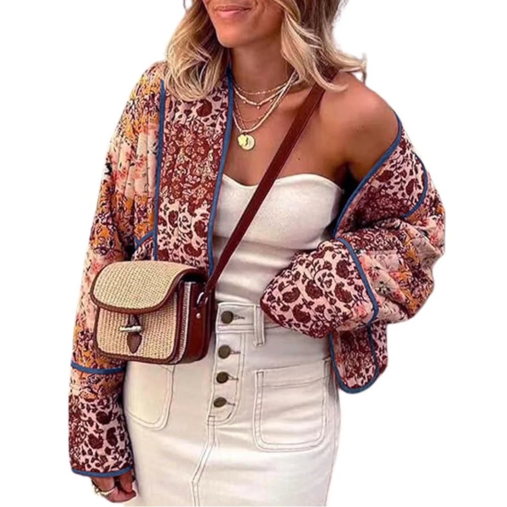 Free people- reversible floral patchwork jacket
